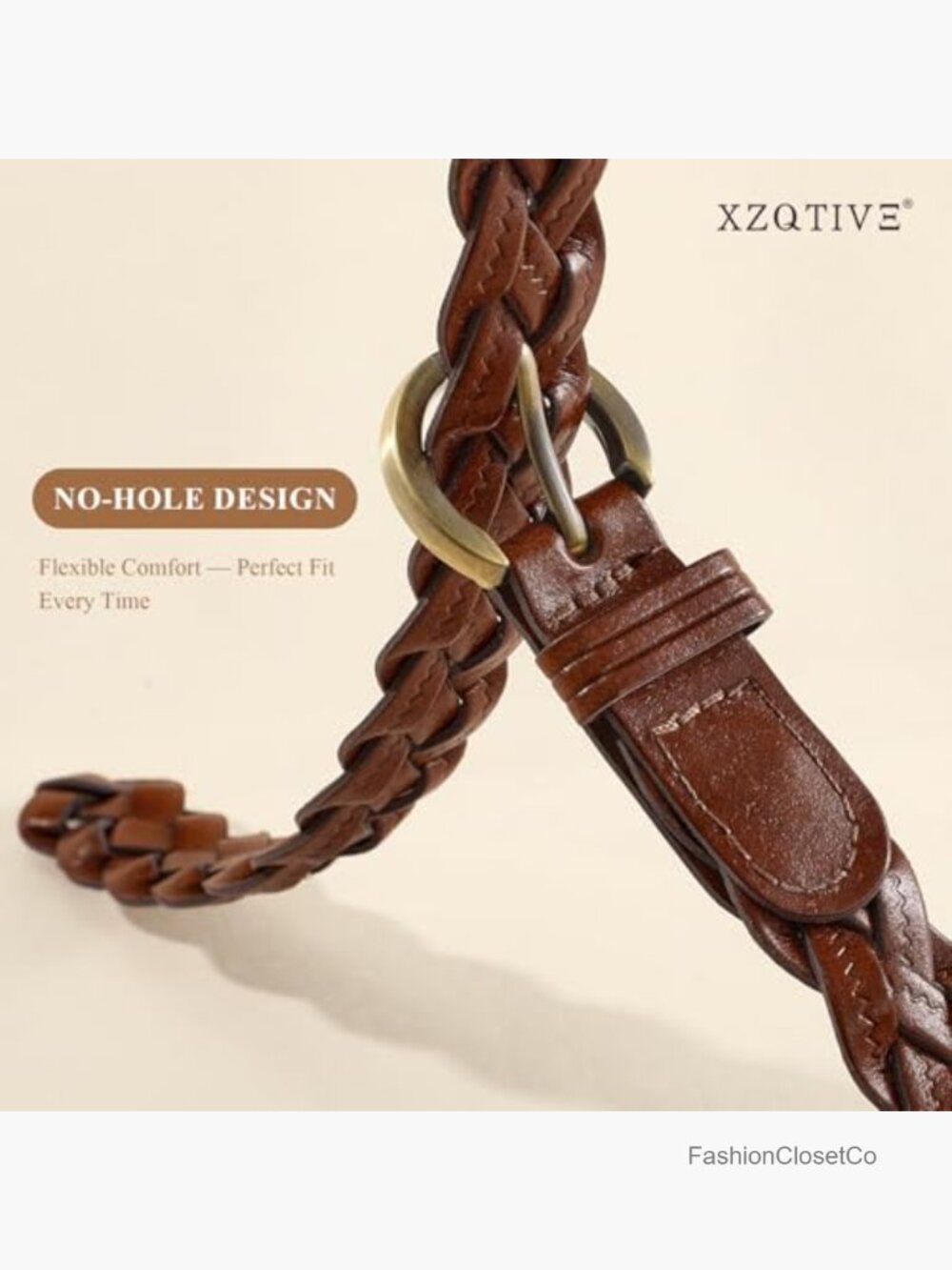 2 Braided Leather Belts - Skinny Woven Belt for Jeans & Pants - Picture 3 of 7